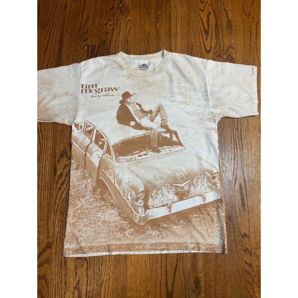 Tim McGraw Everywhere Vintage Graphic T-Shirt Mens Large AAA Sepia Country Music